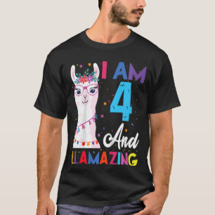T-shirt Enfants J'Ai 4 Ans Et Llamaza Boys Filles Naissanc