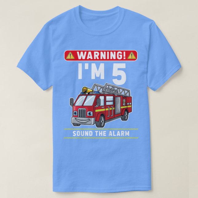 T-shirt Enfants J'ai 5 ans Petit Pompier Camion d'incendie (Design devant)