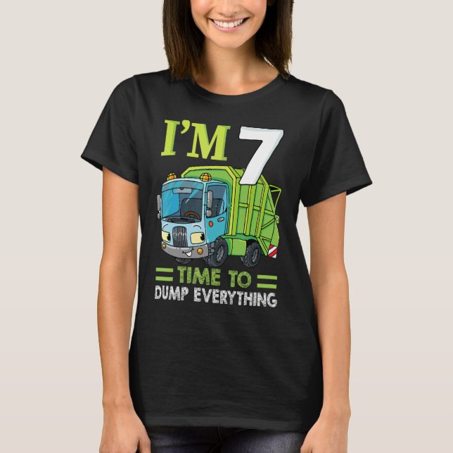 T-shirt Enfants J'ai 7 ans Anniversaire Garbage Truck 7t (Devant)