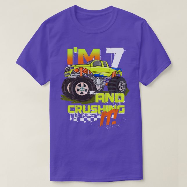 T-shirt Enfants J'ai 7 ans et l'écraser - Monster Truck 7  (Design devant)