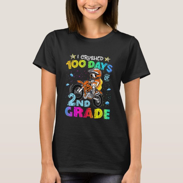 T-shirt Enfants J'Ai Écrasé 100 Jours De Vélo De 2E Année (Devant)