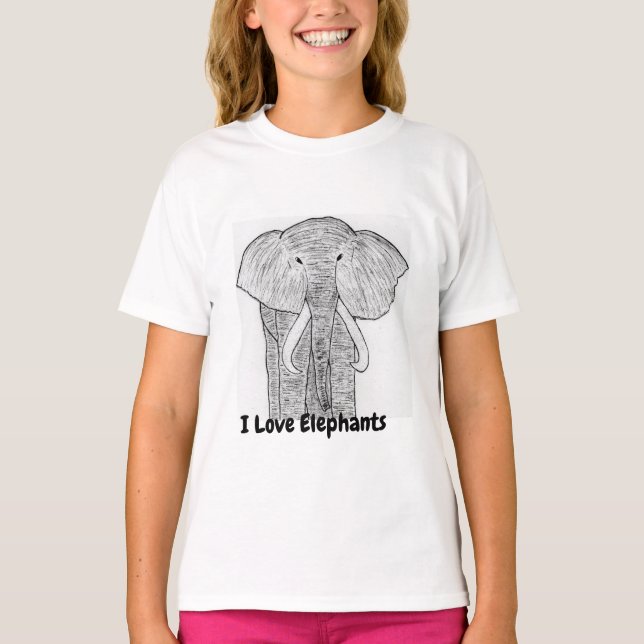 T-Shirt Enfants J'Aime Les Éléphants (Devant)