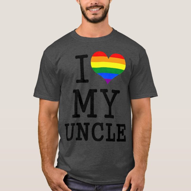 T-shirt Enfants J'aime mon oncle LGBT Drapeau Coeur Gay On (Devant)