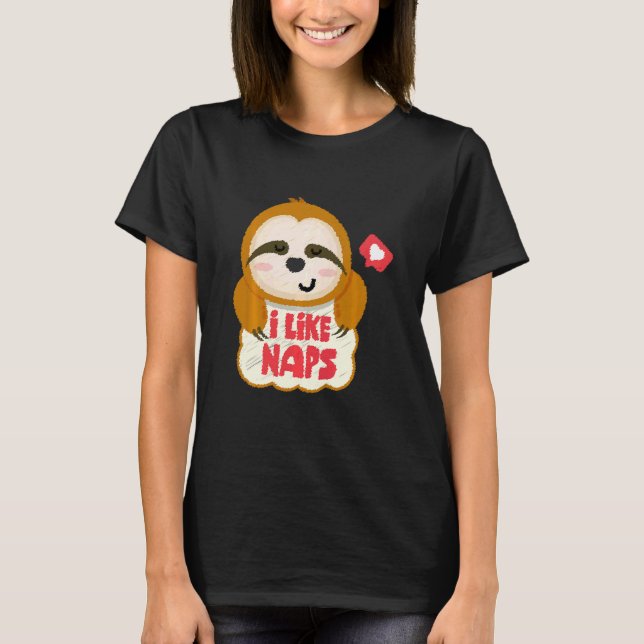 T-shirt Enfants J'Aime Naps Mignonne Sloth (Devant)