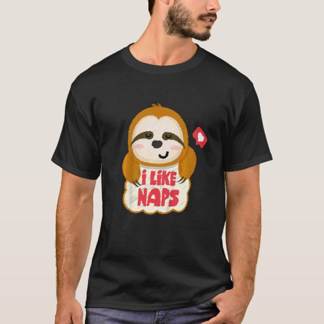 T-shirt Enfants J'Aime Naps Mignonne Sloth (Devant)