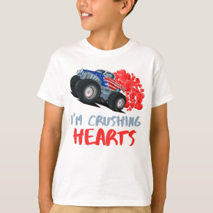 T-shirt enfants je écrase le coeur monstre camion tout-pet
