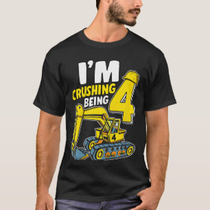 T-shirt Enfants Je me dépêche Être 4 ans Garçons Excavateu