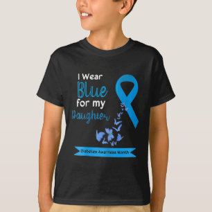 T-shirt Enfants Je Porte Du Bleu Pour Ma Fille Diabète Lau
