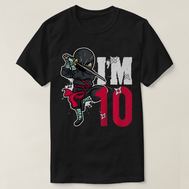 T-shirt Enfants Je suis 10 ans Ninjas 10e anniversaire (Design devant)