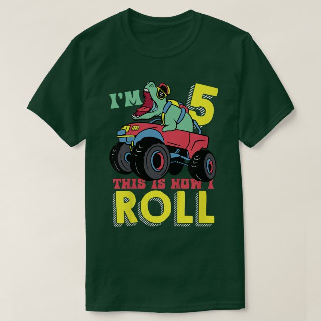 T-shirt Enfants Je suis 5 Voici comment je roule monstre C (Design devant)