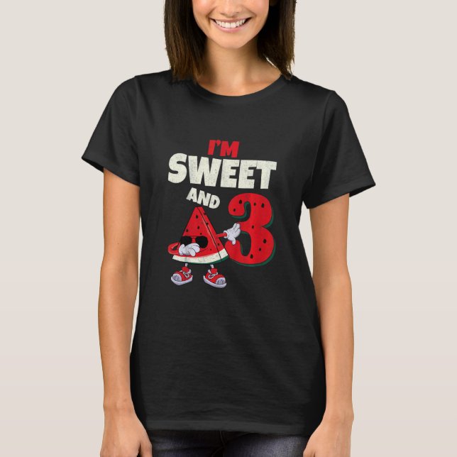 T-shirt Enfants Je suis doux et 3 ans melon de pastèque Me (Devant)