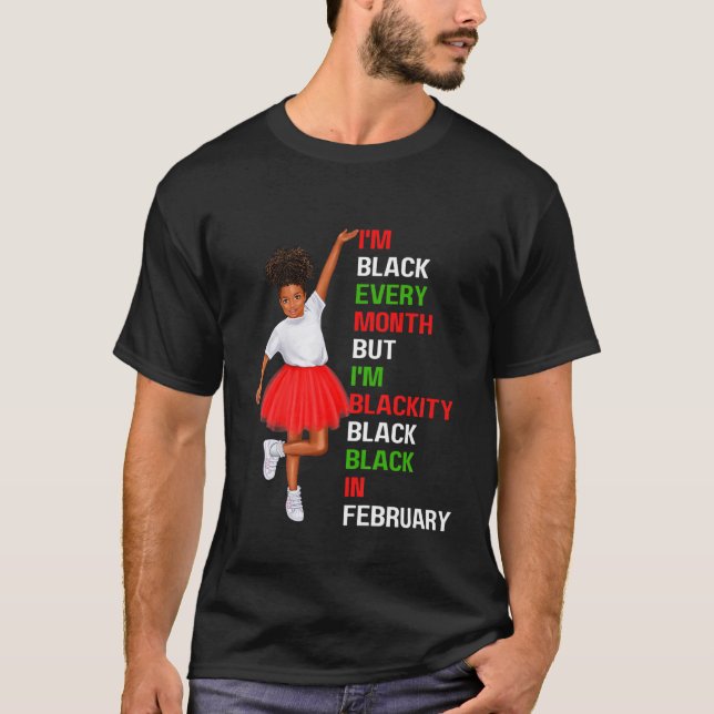 T-shirt Enfants Je suis Noir Chaque Mois Fille Je suis Bla (Devant)