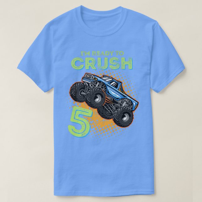 T-shirt Enfants Je suis prêt à écraser 5 Monster Truck 5an (Design devant)