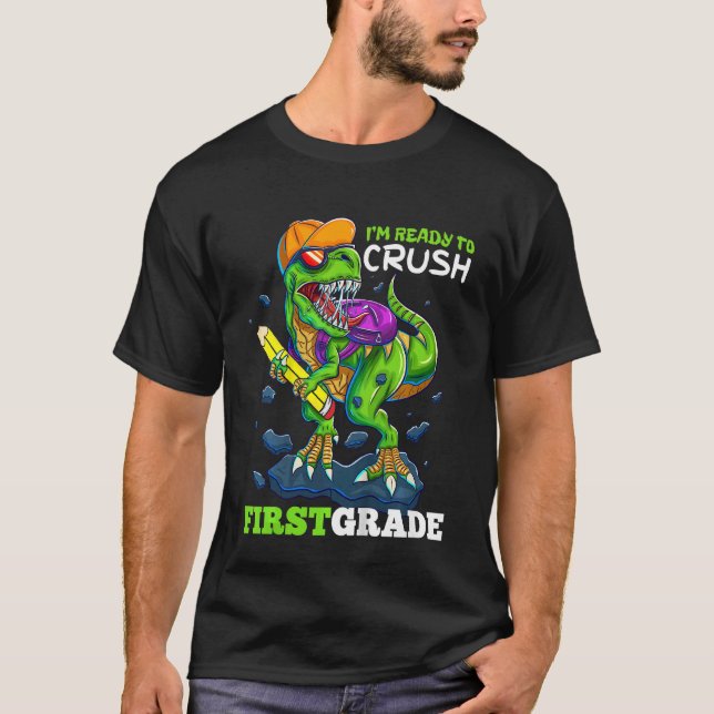 T-shirt Enfants Je suis prêt à écraser Dinosau de première (Devant)
