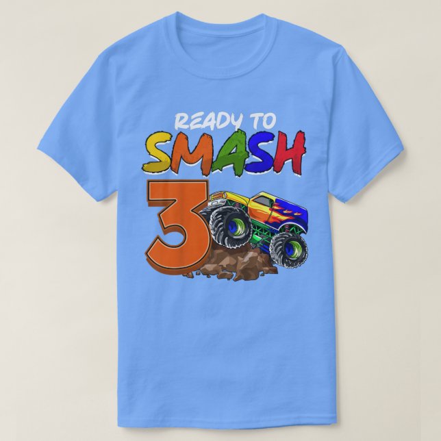 T-shirt Enfants Je suis prêt à mâcher Être 3 Monster Truck (Design devant)