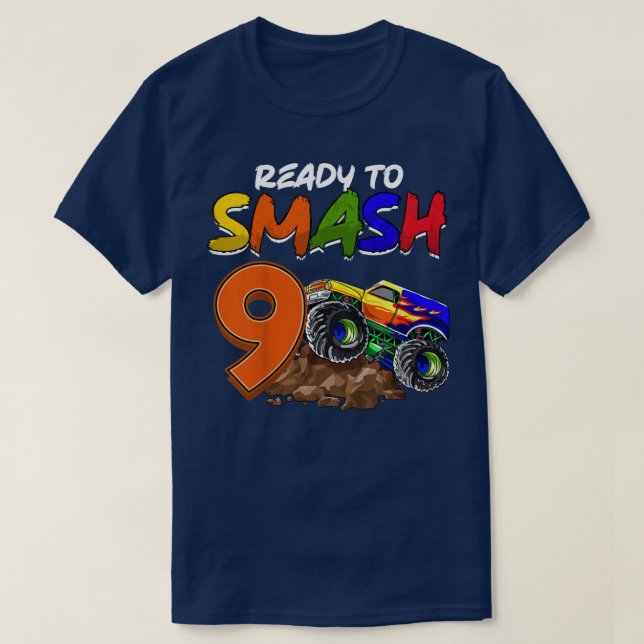T-shirt Enfants Je suis prêt à mâcher Être 9 Monster Truck (Design devant)
