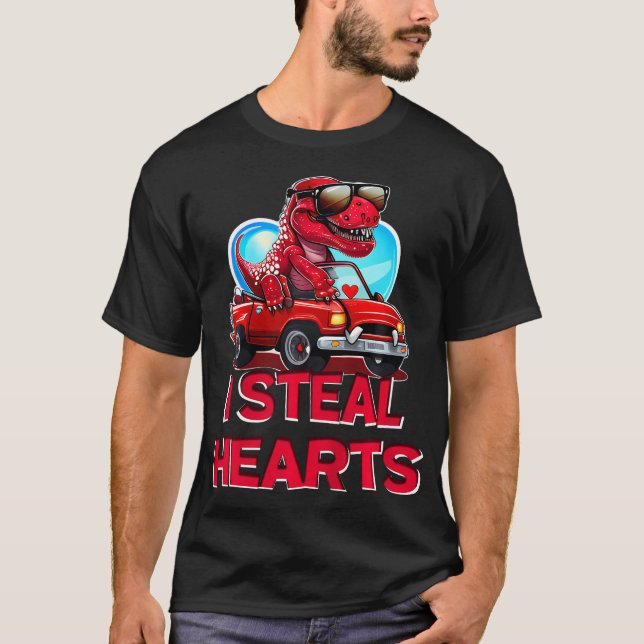 T-shirt Enfants Je Vole Coeurs Dinosaur Valentines Jour Po (Devant)
