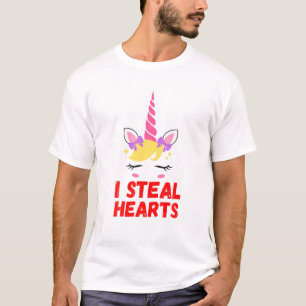 T-shirt Enfants Je Vole Coeurs Unicorn Baby Girl Valentine