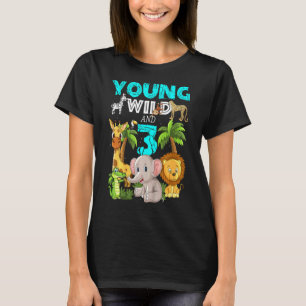 T-shirt Enfants Jeune Sauvage Et 3 3E Anniversaire Safari 