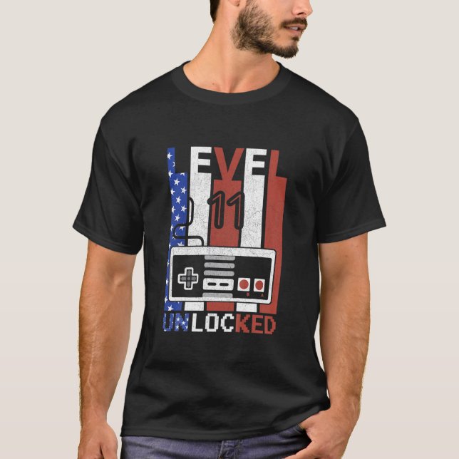 T-shirt Enfants Joyeux 11E Anniversaire Niveau 11 Déverrou (Devant)