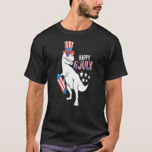 T-shirt Enfants Joyeux 4 juillet Garçons Toddler Trex Dino