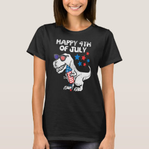 T-shirt Enfants Joyeux 4 juillet Garçons Toddler Trex Dino