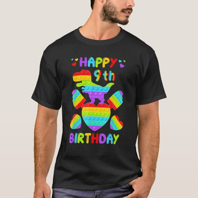 T-shirt Enfants Joyeux 9E Anniversaire Pop It Dinosaur (Devant)