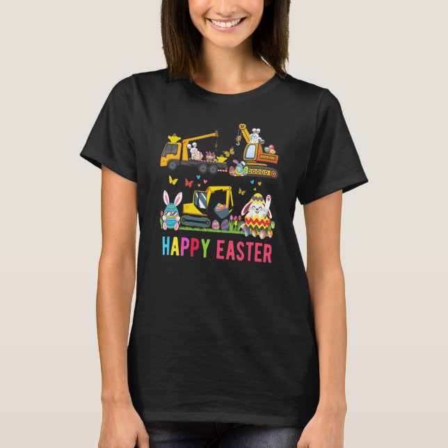 T-shirt Enfants Joyeux Pâques Construction Grue Camion Gar (Devant)