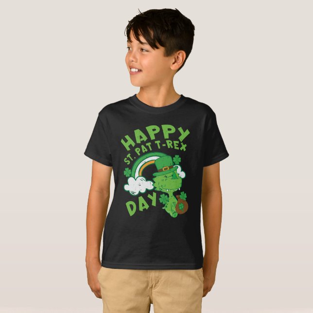 T-shirt Enfants Joyeux St Pat Trex Jour Dino Jour de la Sa (Devant entier)