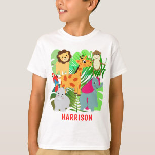 T-shirt Enfants Jungle Safari Cartoon Animaux Personnalis