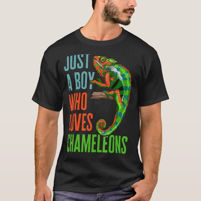 T-shirt Enfants Juste Un Garçon Qui Aime Chameleons Reptil (Devant)