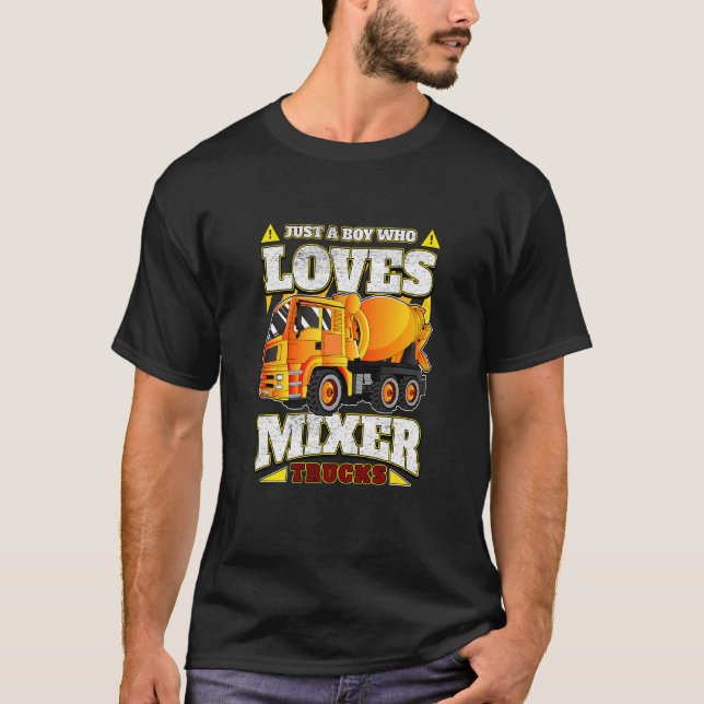 T-shirt Enfants Juste Un Garçon Qui Aime Les Camions Mélan (Devant)