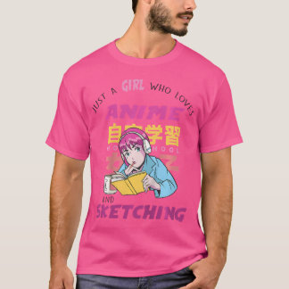 T-shirt Enfants Juste Une Fille Qui Aime L'Anime Et Sketch