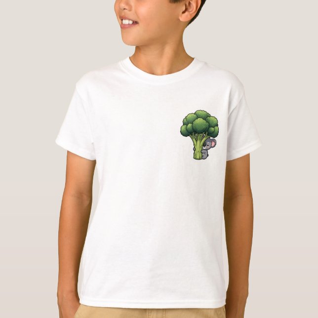 T-shirt Enfants Koala Enlaçant un Géant Brocoli (Devant)