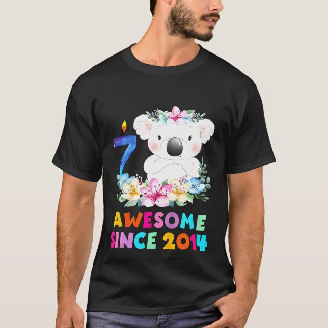 T-shirt Enfants Koala Ours 7 Ans Anniversaire Tenue Pour G (Devant)