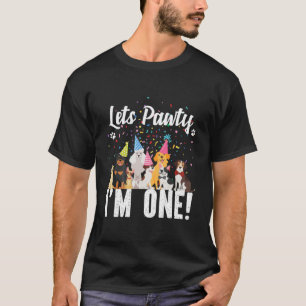 T-shirt Enfants Lets Pawty I'm ONE ! Chien Chien Chien À T