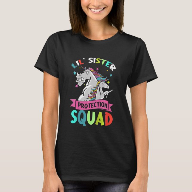 T-shirt Enfants Lil Sister Protection Squad Unicorn Bro De (Devant)