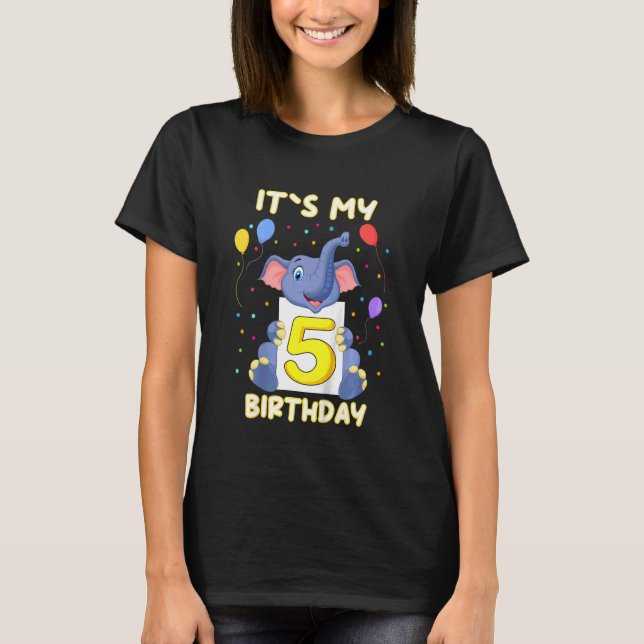 T-shirt Enfants Little Elephant 5e anniversaire Mon annive (Devant)