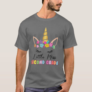 T-shirt Enfants Little Miss Deuxième Grade Unicorn 1Er Jou