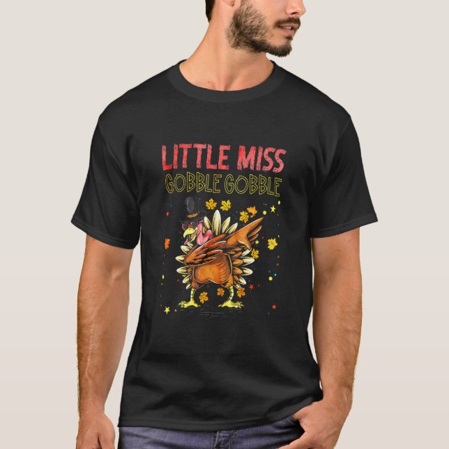 T-shirt Enfants Little Miss Gobble Turquie Thankgiving Enf (Devant)