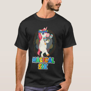 T-shirt Enfants Magical Six Filles 6e Anniversaire Unicorn
