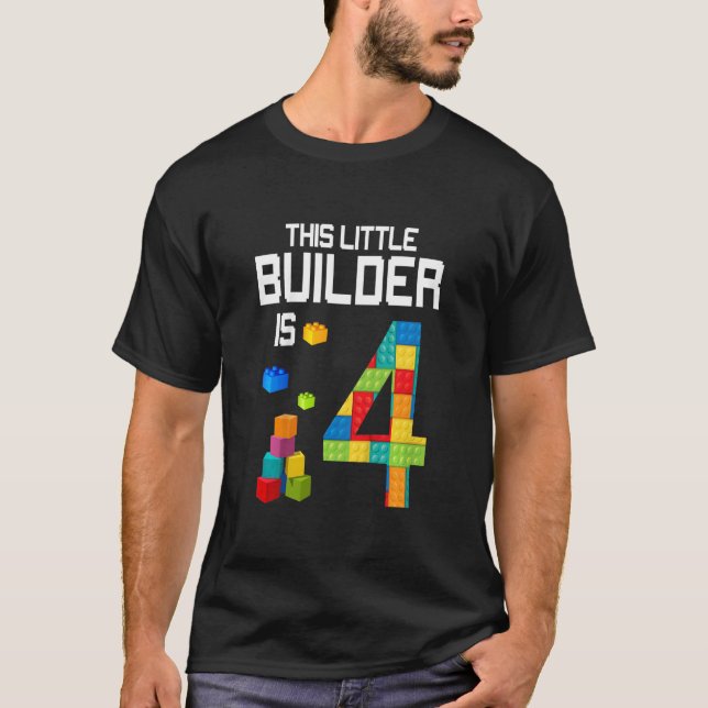 T-shirt Enfants Maître Constructeur 4e anniversaire Garçon (Devant)