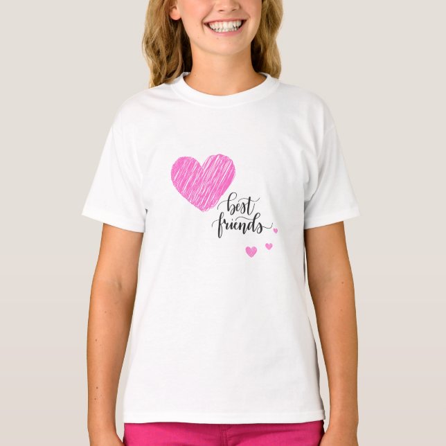 T-shirt Enfants Meilleurs amis Coeur rose (Devant)