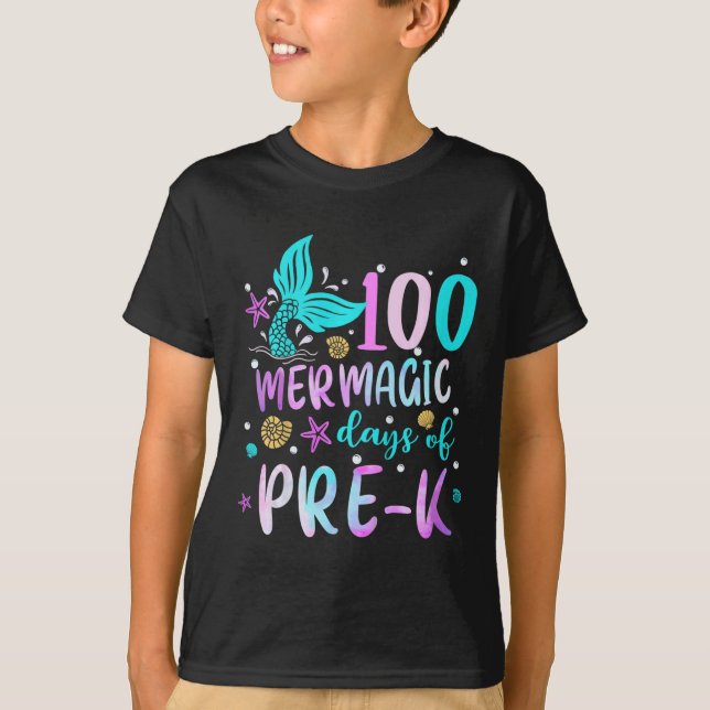 T-shirt Enfants Mermaid Queue 100 Jours Mermagic De Pré-k  (Devant)