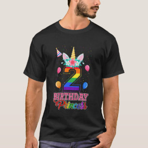 T-shirt Enfants mignonne 2e anniversaire Princesse Unicorn