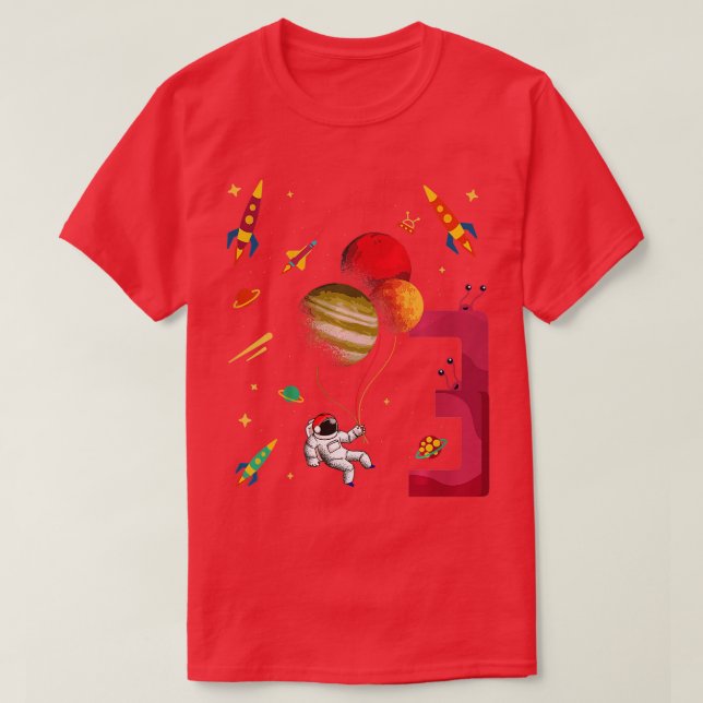T-shirt Enfants mignonne 3e anniversaire 3 ans vieux Space (Design devant)