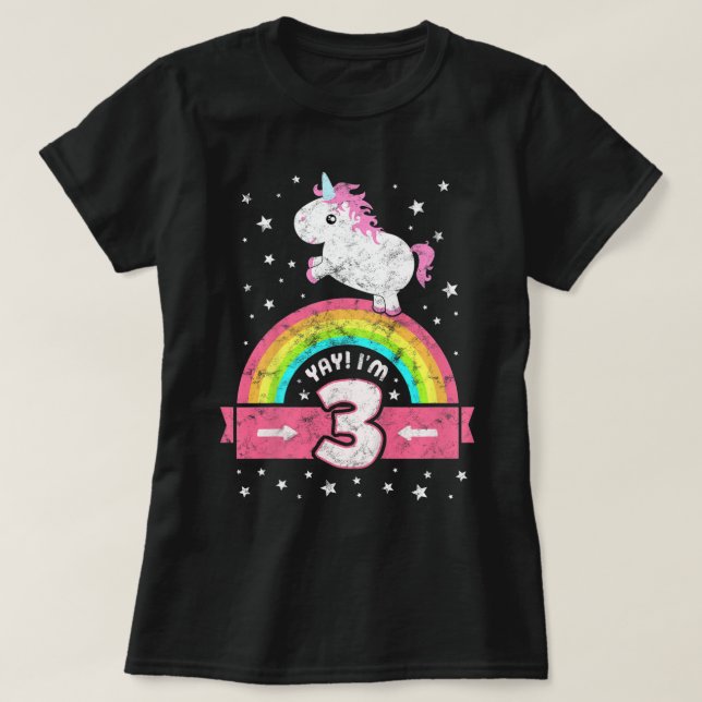 T-shirt Enfants mignonne 3e anniversaire fille rose Unicor (Design devant)