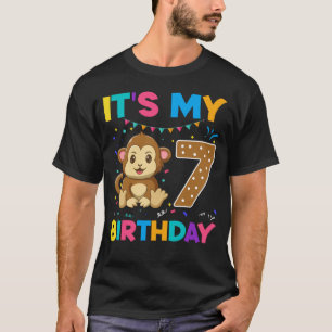 T-shirt Enfants mignonne 7e anniversaire singe 7 ans garço