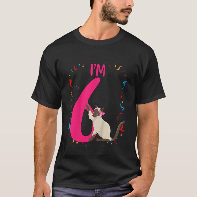 T-shirt Enfants mignonne Chat I m 6 ans Anniversaire Fille (Devant)