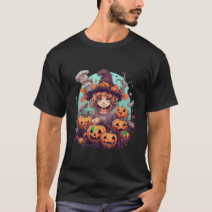T-shirt Enfants mignonne fille portant sorcière Casquette